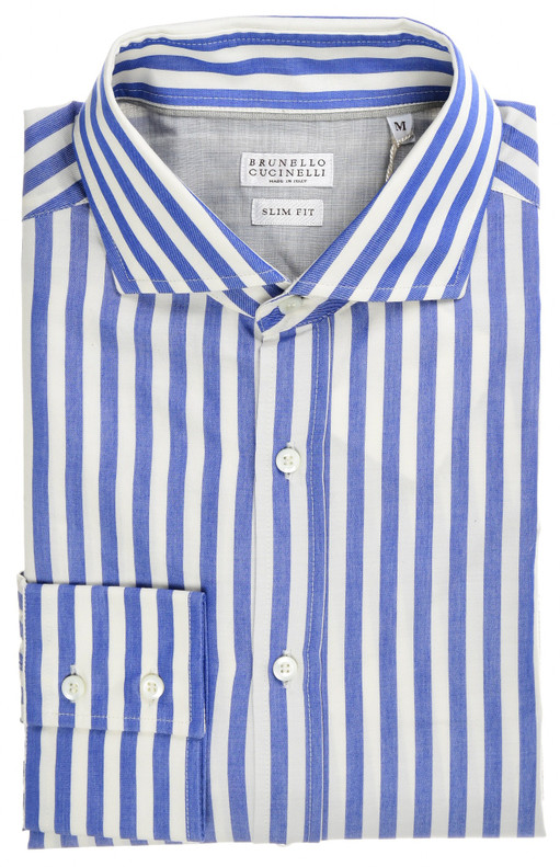 Brunello Cucinelli Shirt Slim Fit Blue Stripe