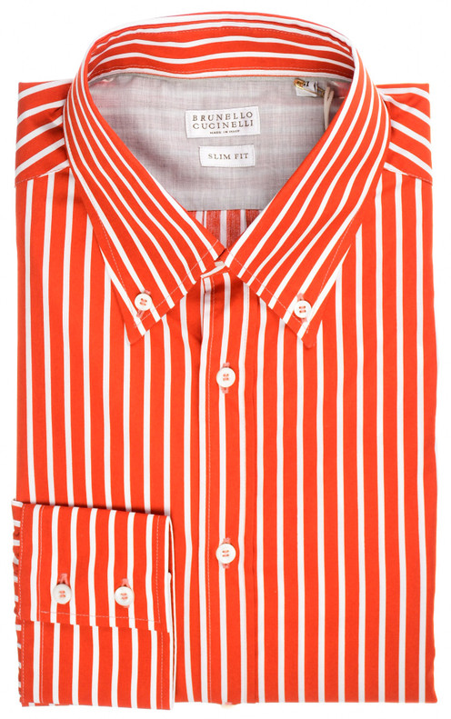 Brunello Cucinelli Shirt Slim Fit Red Stripe