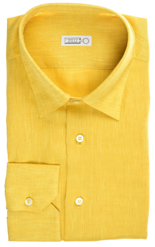 Zilli Dress Shirt Linen Yellow