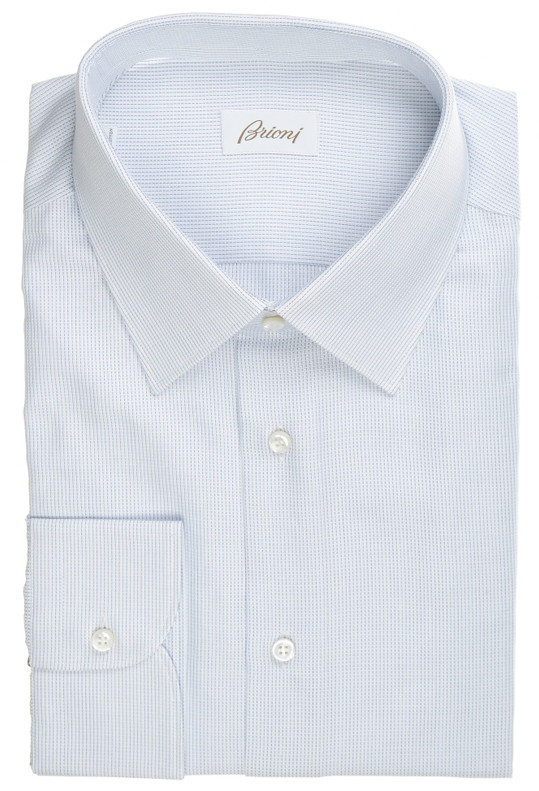 Brioni Shirt Brunico Blue Micro
