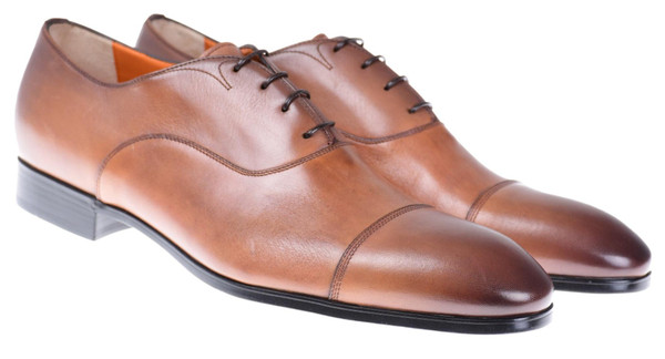 Santoni Shoes Cap-Toe Oxford Lace-Up Burgundy