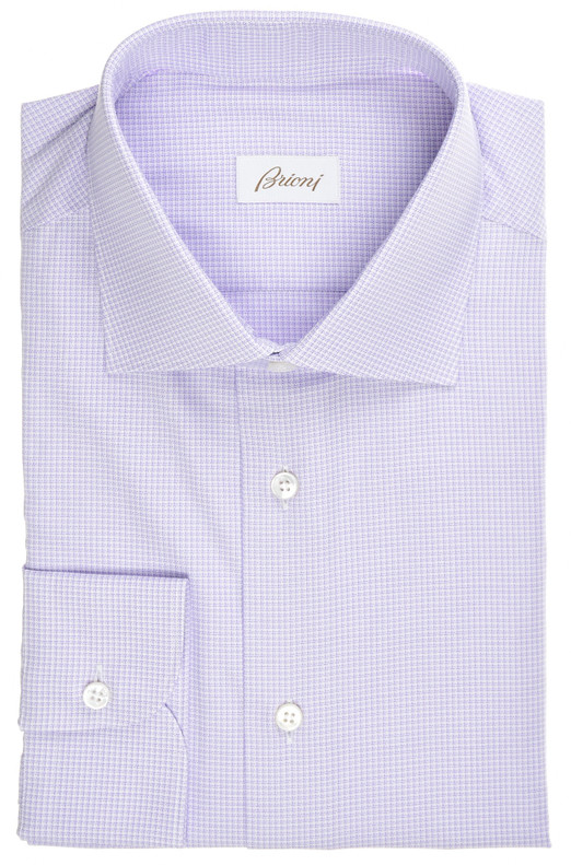 Brioni Shirt Brunico Purple Check