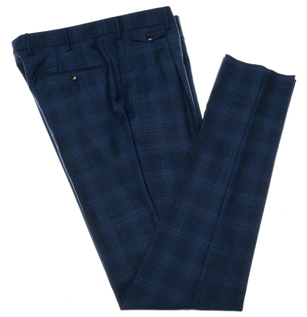 PT Torino Pants Wool Gentleman Fit Blue Plaid