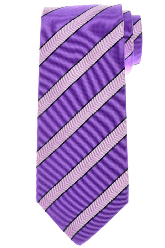 Luigi Borrelli Royal Collection Tie Silk Purple Stripe