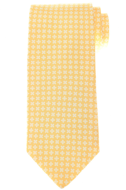 Luigi Borrelli Royal Collection Tie Silk Yellow Geometric