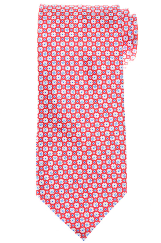 Stefano Ricci Silk Tie Red Blue Geometric Print