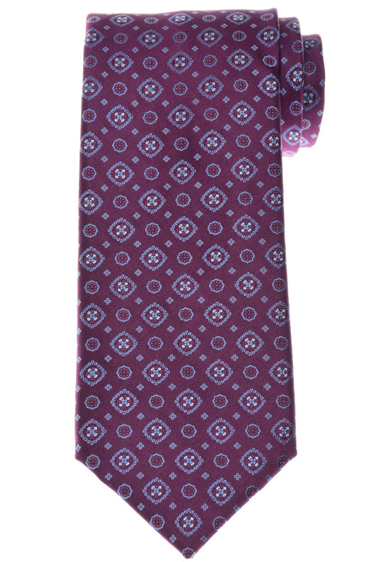 Stefano Ricci Silk Tie Purple Blue Medallion
