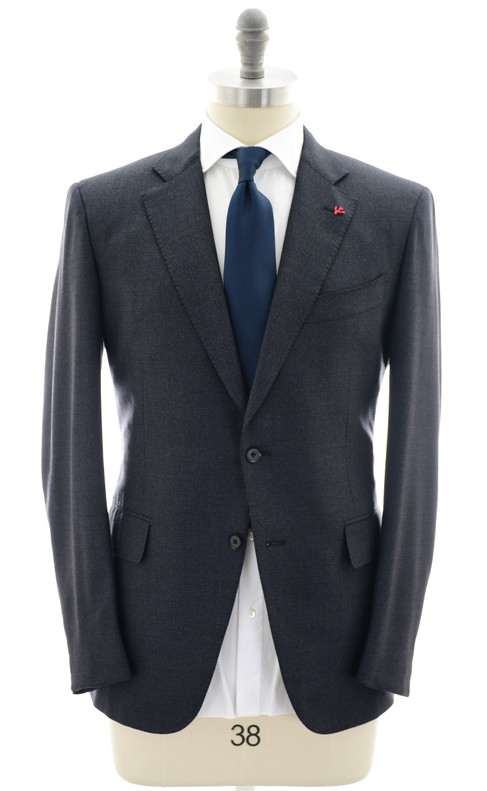 Isaia Napoli Suit 'Gregory' Wool Micro Disengno Blue Gray Neat