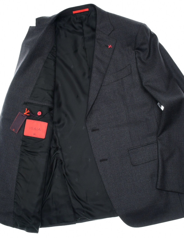 Isaia Napoli Suit 'Gregory' Wool Micro Disengno Blue Gray Neat