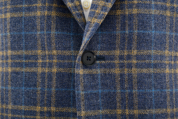 Isaia Sport Coat Jacket 'Cortina' Wool Cashmere Blue Yellow Plaid