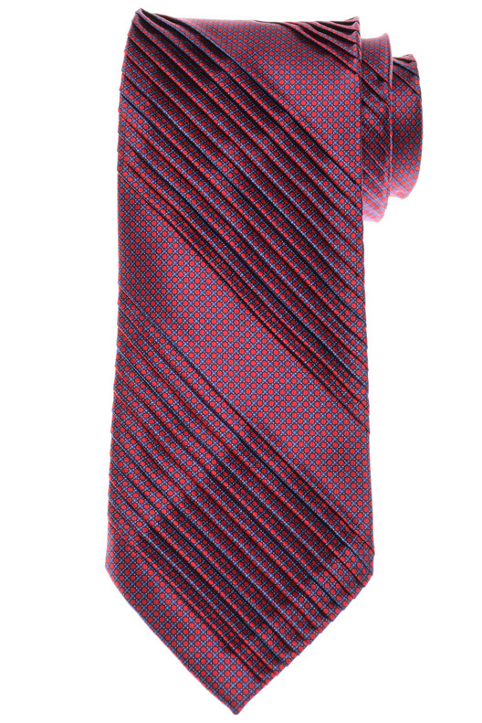 Stefano Ricci Pleated Silk Tie Red Blue Geometric