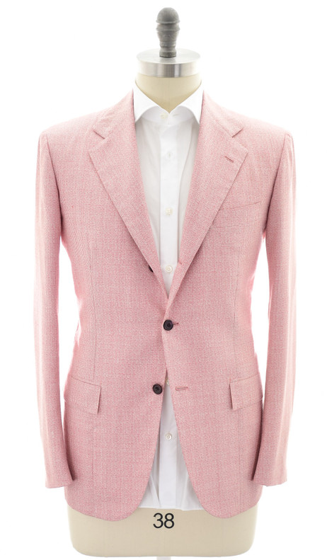 Kiton Sport Coat Jacket Cashmere Silk Linen Red Micro