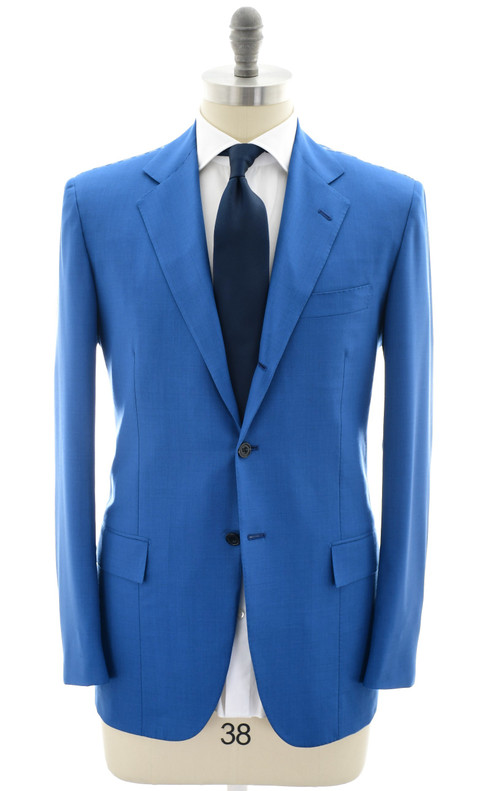 Kiton Suit LASA Wool 14 Micron Super 180's Blue Solid