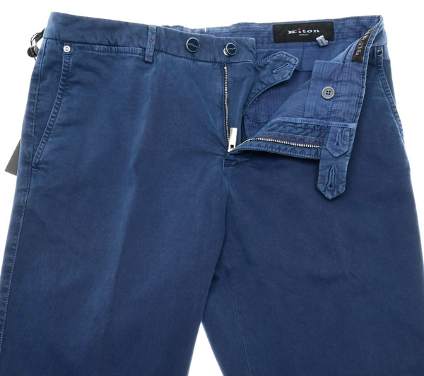 Kiton Chino Pants Cotton Stretch Fine Twill Blue