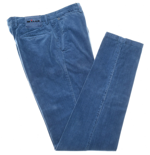 Kiton Pants Fine Stretch Corduroy Blue