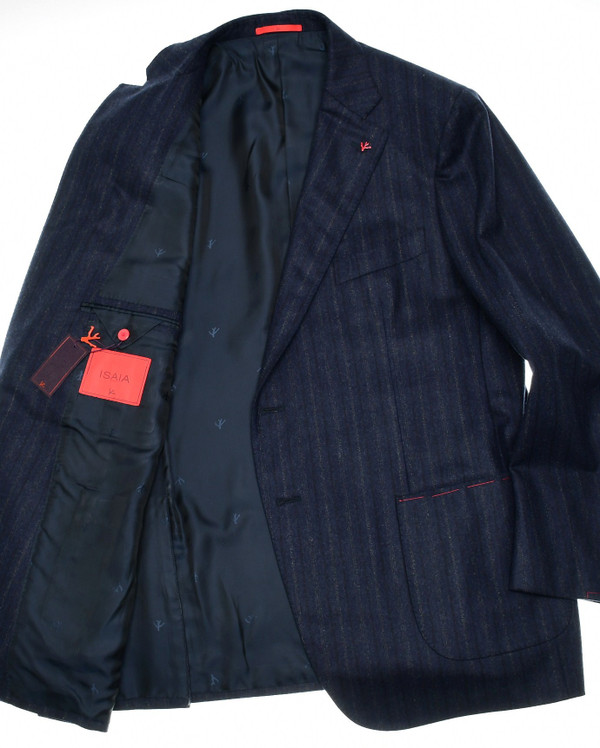 Isaia Napoli Suit 'Dustin' Wool Blue Gray Stripe