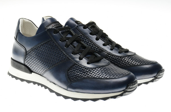 Kiton Sneakers Shoes Leather Blue White