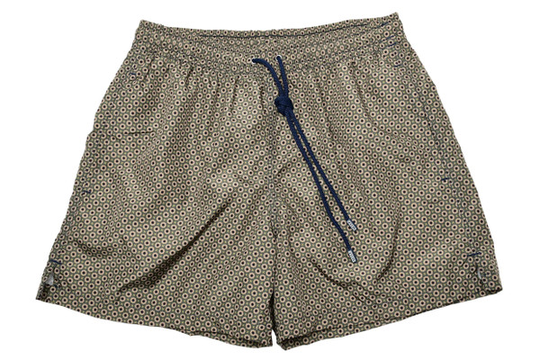 Fedeli Swim Short Madeira Airstop Green Brown Geometric