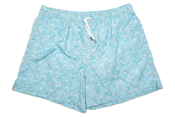 Fedeli Swim Short Madeira Airstop Green Pink Brown Crabs