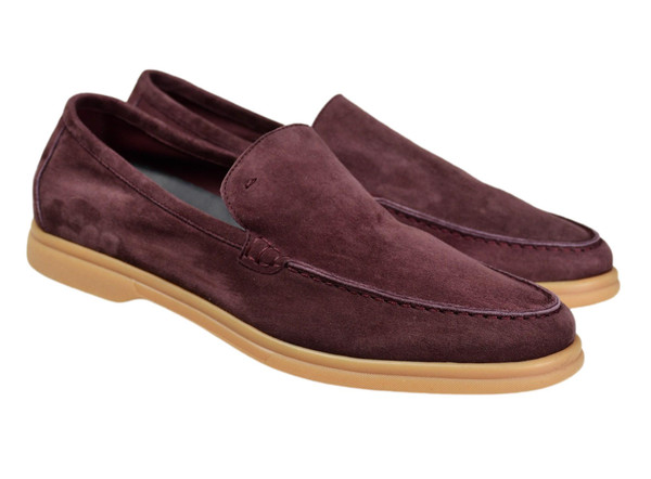 Fedeli Shoes Loafers Sailor Suede Leather Purple