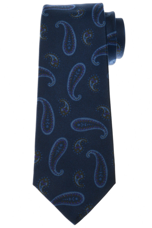 Kiton Napoli Tie Silk Blue Paisley