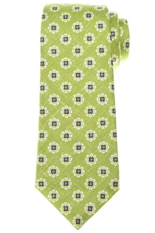 Kiton Napoli Tie Silk Green Red Medallion
