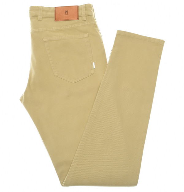 PT Torino Swing 5 Pocket Pants Jeans Soft Brushed Twill Khaki Brown