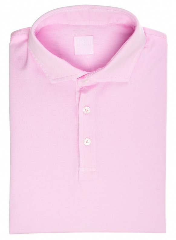 Fedeli Polo Shirt 'Zero' Short Sleeve Cotton Jersey Light Pink
