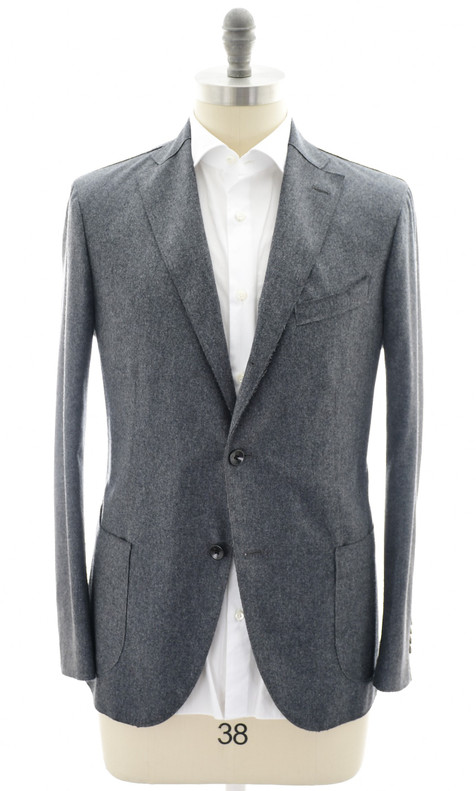 Boglioli K. Jacket Sport Coat With Raw Edges Wool Flannel Gray