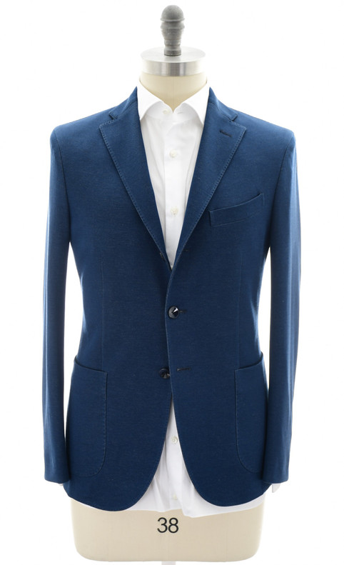Boglioli K. Jacket Sport Coat Cotton Pique Knit Blue