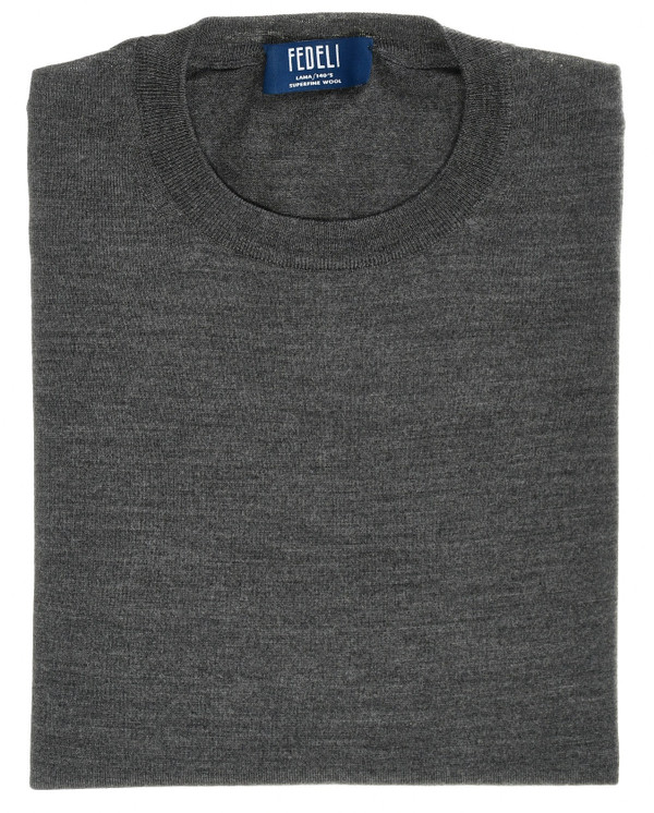 Fedeli Sweater Crewneck Super 140's Superfine Wool Knit Gray Fedeli Sweater Crewneck Super 140's Superfine Wool Knit Gray