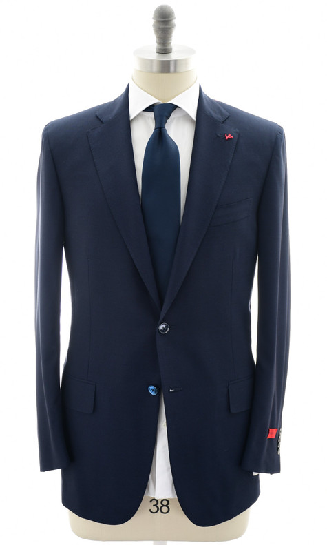 Isaia Napoli Suit Wool 130's Dark Blue Solid