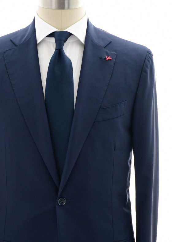 ISAIA ネイビー　スーツ　42 Isaia Napoli Suit Wool 160's AquaSpider Blue Solid