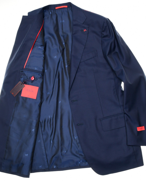 Isaia Napoli Suit Wool 160's AquaSpider Blue Solid