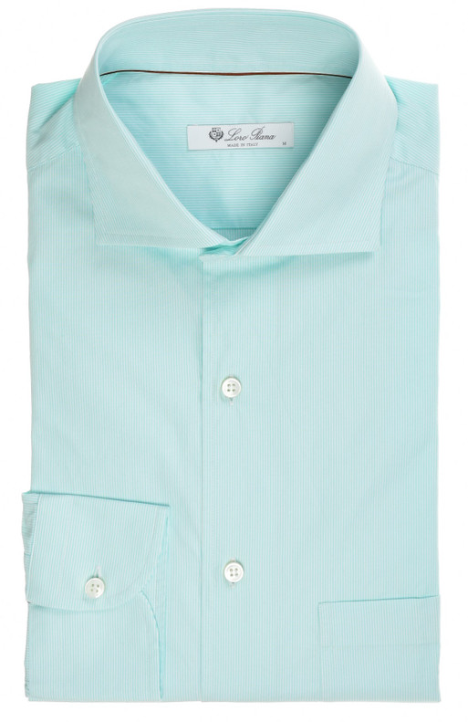 Loro Piana Shirt 'Alain' Cotton Green White Micro Stripe