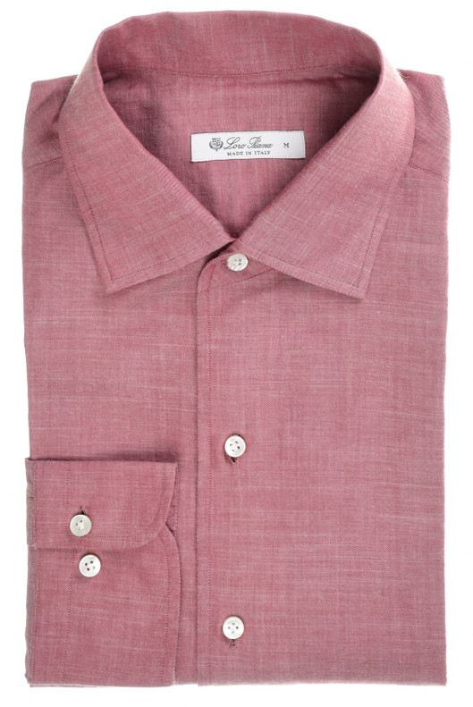 Loro Piana Shirt 'Andre' Cotton Cashmere Twill Light Red Bordeaux