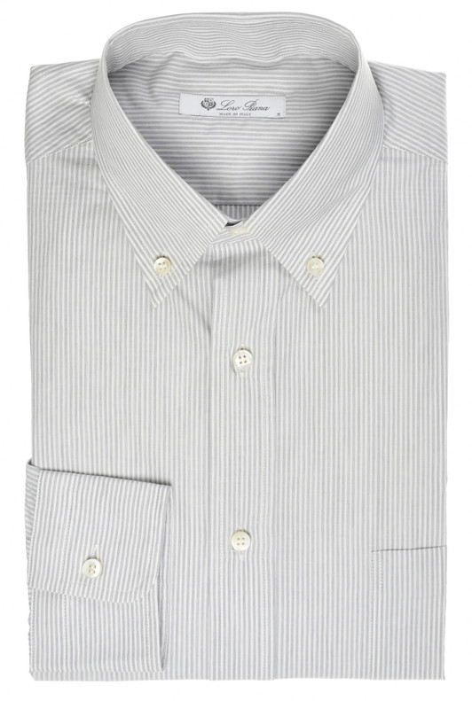 Loro Piana Shirt 'Alfred' Cotton Gray Stripe