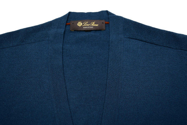 Loro Piana Sweater Cardigan Wool Silk Cashmere Teal Blue