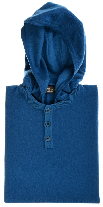 Loro Piana Sweater Hoodie W/ Detachable Hood Cashmere Blue
