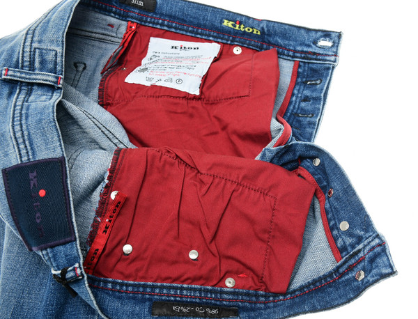 Kiton Jeans Cotton Stretch Denim Slim Fit Blue