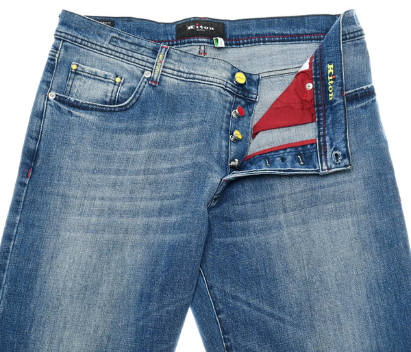 Kiton Jeans Cotton Stretch Denim Slim Fit Blue