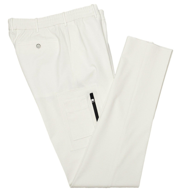 PT Torino Pants Slim Fit Jersey Drawstring Cargo Stretch Off White