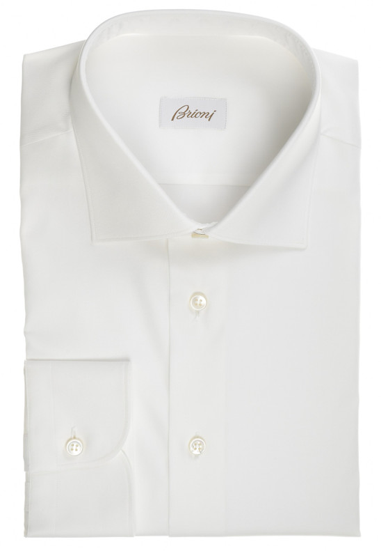 Brioni Dress Shirt Superfine Cotton Twill White