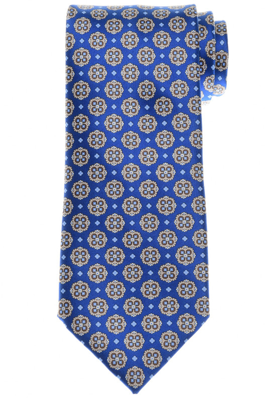 Stefano Ricci Luxury Collection Tie Blue Brown Medallion