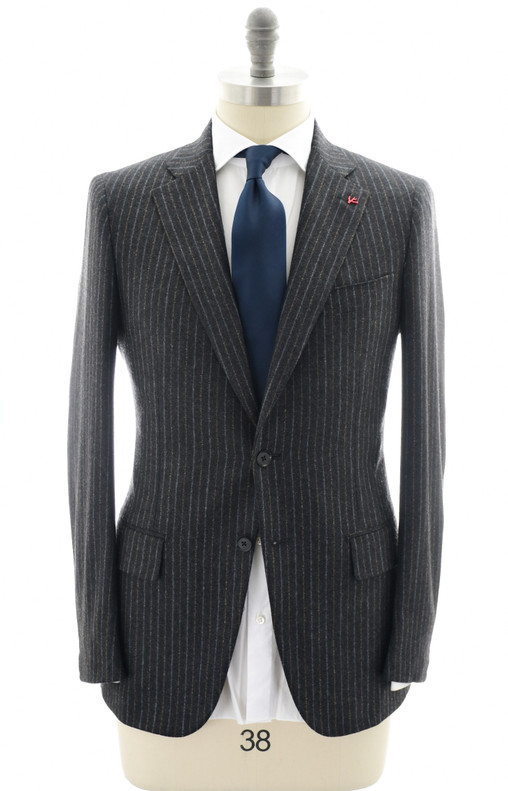 Isaia Napoli Suit "Gregorio" Wool Gray Brown Stripe