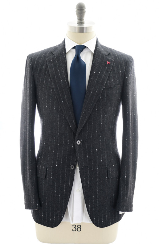 Isaia Napoli Suit "Gregorio" Wool Cashmere Dark Gray Stripe