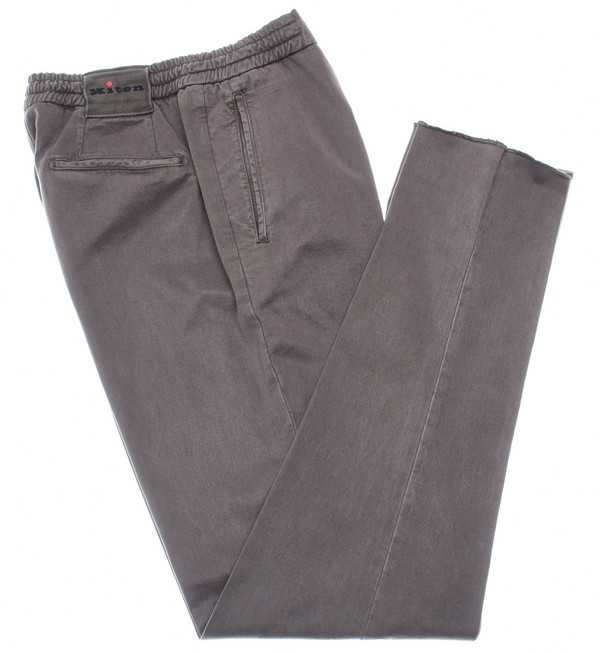 Kiton Pants Drawstring Lyocell Stretch Soft Twill Brown Kiton Pants Drawstring Lyocell Stretch Soft Twill Brown