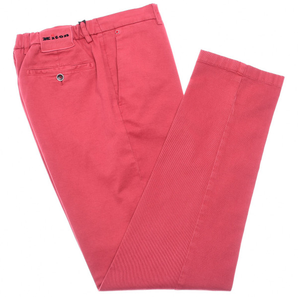 Kiton Pants Cotton Cashmere Stretch Soft Twill Red