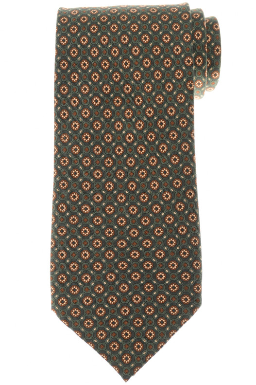 Stefano Ricci Tie Green Brown Medallion
