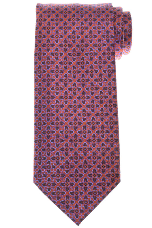 Stefano Ricci Luxury Collection Tie Orange Brown Medallion